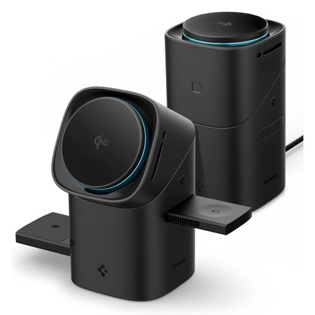 Spigen Essential EF223MS Qi2 Rotary Magnetic - Ładowarka indukcyjna MagSafe 3w1 do iPhone, AirPods i Apple Watch 15W (Black)