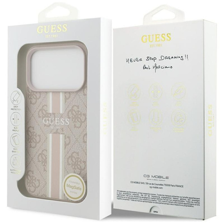 Guess 4G Printed Stripes MagSafe - Etui iPhone 17 Pro (różowy)