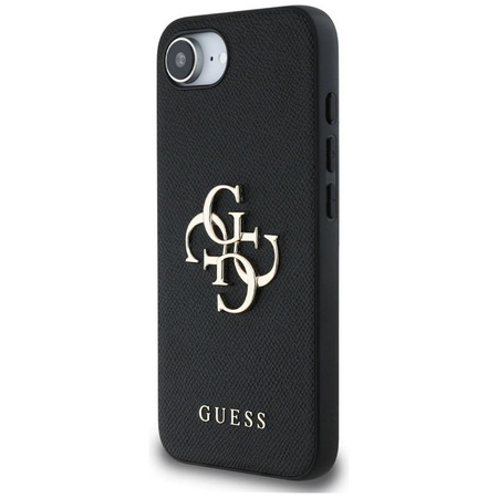 Guess Grained Big 4G Logo Small Classic Logo - Etui do iPhone 16e (czarny)