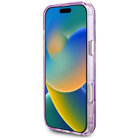 Guess Glitter Flowers Triangle Buttons MagSafe - Etui do iPhone 16 Pro (fioletowy)