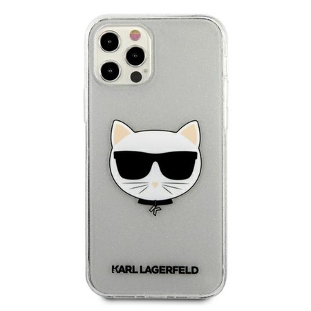 Karl Lagerfeld Choupette Head Glitter - Etui iPhone 12 Pro Max (srebrny)