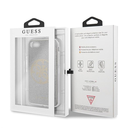 Guess Circle Glitter 4G - Etui iPhone SE 2020 / 8 / 7 (Light Grey)