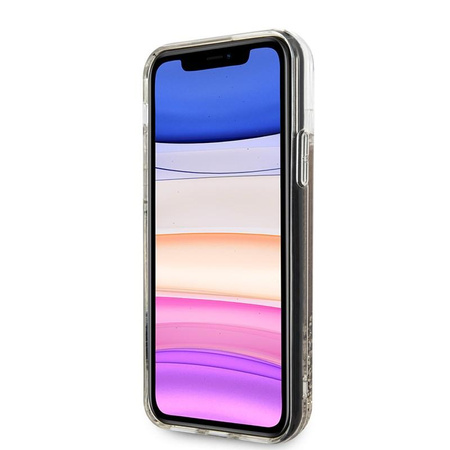 Guess Liquid Glitter Hearts - Etui iPhone 11 (złoty/czerwony)