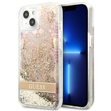 Guess Liquid Glitter Paisley - Etui iPhone 13 (złoty)