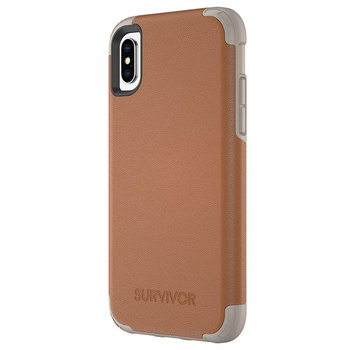 Griffin Survivor Prime Leather - Pancerne etui iPhone X (brązowy)
