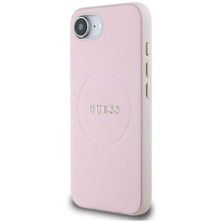 Guess Grained Ring MagSafe - Etui do iPhone 16e (różowy)