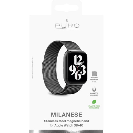 Puro Milanese Magnetic Band - Pasek ze stali nierdzewnej do Apple Watch 38/40/41 mm (czarny)
