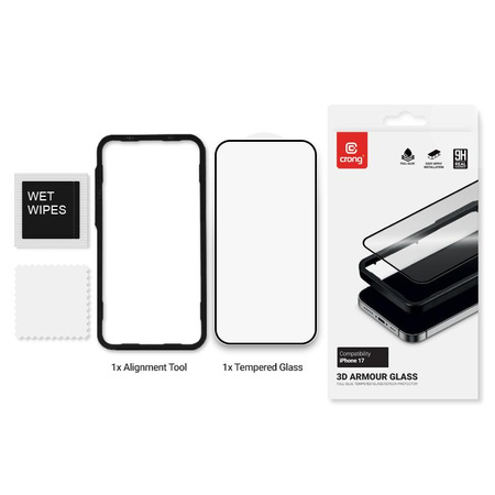 Crong 3D Armour Glass - Szkło hartowane iPhone 17 + ramka instalacyjna