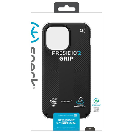 Speck Presidio2 Grip - Antypoślizgowe etui iPhone 14 Pro Max (Black / Black / White)