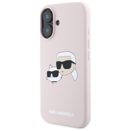 Karl Lagerfeld Silicone Double Heads Print MagSafe - Etui iPhone 16 (różowy)