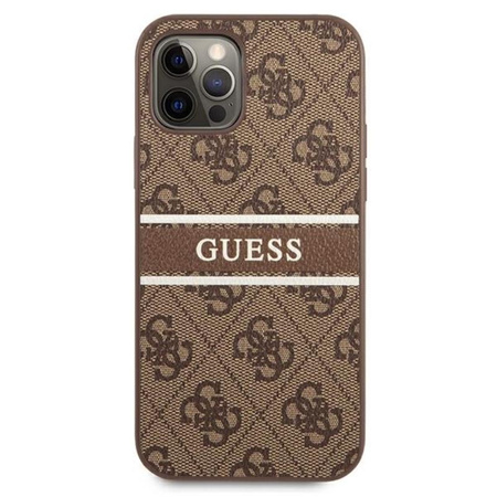 Guess 4G Printed Stripe Etui iPhone 12 / iPhone 12 Pro (brązowy)
