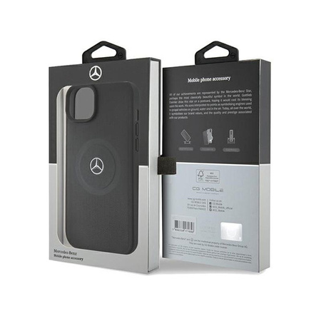 Mercedes Crossed Lines Pattern Leather MagSafe - Etui iPhone 15 (czarny)