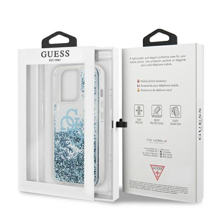 Guess Liquid Glitter 4G Big Logo - Etui iPhone 13 Pro (niebieski)