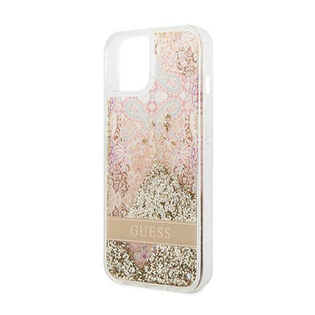 Guess Liquid Glitter Paisley - Etui iPhone 14 (złoty)