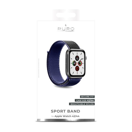 PURO Nylon - Pasek do Apple Watch 42/44/45 mm (Granatowy/Czarny)