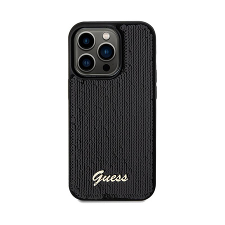 Guess Sequin Script Metal - Etui iPhone 14 Pro Max (czarny)