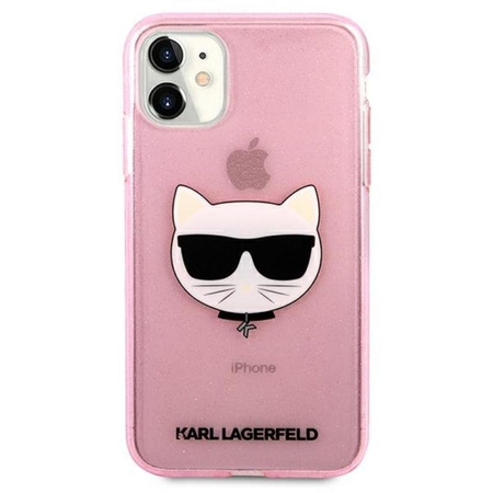 Karl Lagerfeld Choupette Head Glitter - Etui iPhone 11 (różowy)