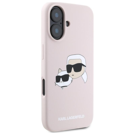 Karl Lagerfeld Silicone Double Heads Print MagSafe - Etui iPhone 16 (różowy)