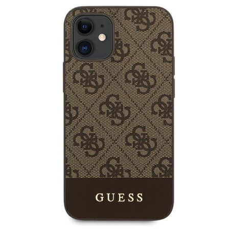 Guess 4G Bottom Stripe Collection - Etui iPhone 12 mini (brązowy)