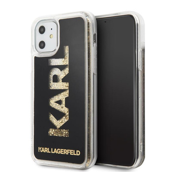 Karl Lagerfeld Logo Karl Liquid Glitter - Etui iPhone 11 (Black/Gold Glitter)