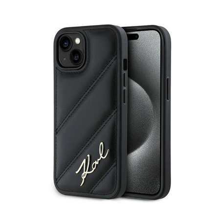 Karl Lagerfeld Diagonal Quilted Script - Etui iPhone 13 (czarny)