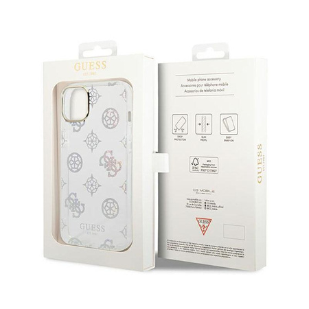 Guess Peony Glitter Case – Etui iPhone 14 (Przezroczysty)