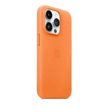 Apple Leather Case - Skórzane etui z MagSafe do iPhone 14 Pro (pomarańczowy)