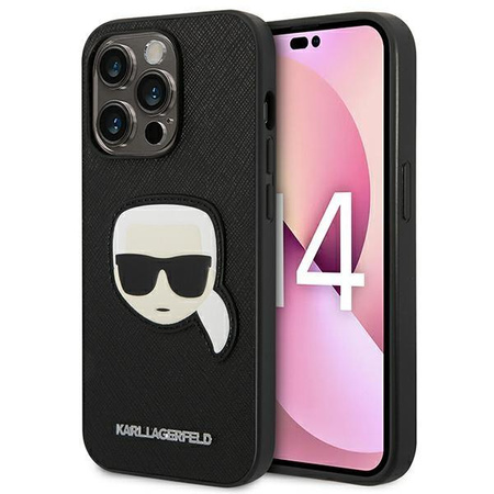 Karl Lagerfeld Saffiano Karl Head Patch Case – Etui iPhone 14 Pro (czarny)