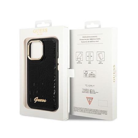 Guess Croco Collection – Etui iPhone 14 Pro (czarny)