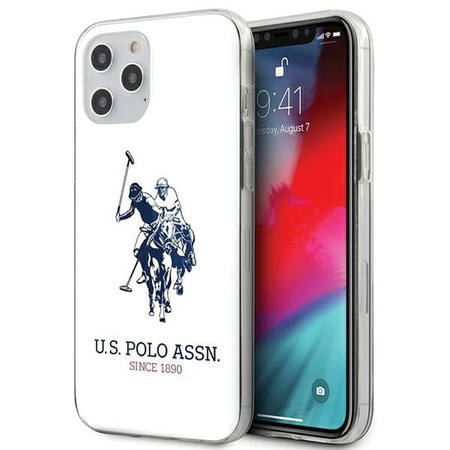 US Polo Assn Big Double Horse Logo - Etui iPhone 12 / iPhone 12 Pro (biały)
