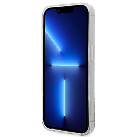 Guess 4G Stripe Script Logo Electroplated Pattern – Etui iPhone 14 Pro (różowy)