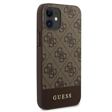 Guess 4G Bottom Stripe Collection - Etui iPhone 12 mini (brązowy)