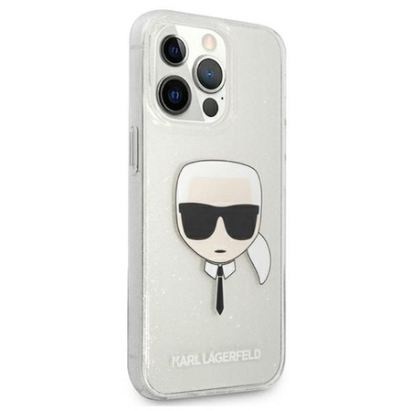 Karl Lagerfeld Karl's Head Glitter - Etui iPhone 13 Pro Max (srebrny)