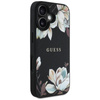Guess Grained Printed Flower Pattern MagSafe - Etui do iPhone 16 (czarny)