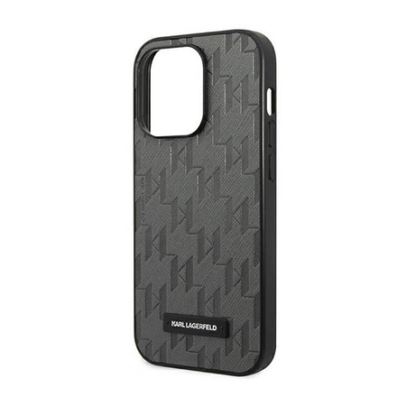 Karl Lagerfeld Saffiano Mono Metal Logo - Etui iPhone 14 Pro (szary)
