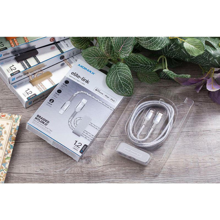 Momax Elite link - Przewód z USB-C (Power Delivery Fast Charging 3A) na Lightning MFi 1,2 m (Silver)
