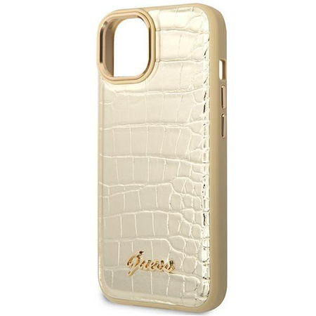 Guess Croco Collection – Etui iPhone 14 Plus (złoty)