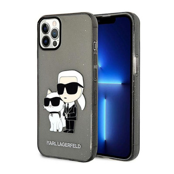 Karl Lagerfeld IML Glitter NFT Karl & Choupette - Etui iPhone 12 / iPhone 12 Pro (czarny)