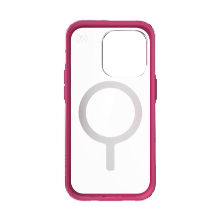 Speck Presidio Perfect-Clear with Impact Geometry + MagSafe - Etui iPhone 14 Pro z powłoką MICROBAN (Clear / Digital Pink)