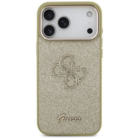 Guess Fixed Glitter Big 4G Metal Frame - Etui iPhone 17 Pro Max (złoty)