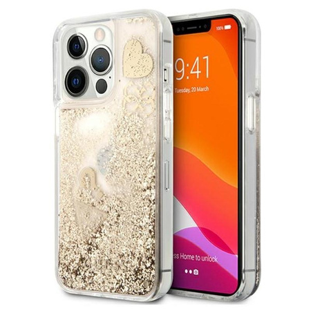 Guess Liquid Glitter Charms - Etui iPhone 13 Pro Max (złoty)