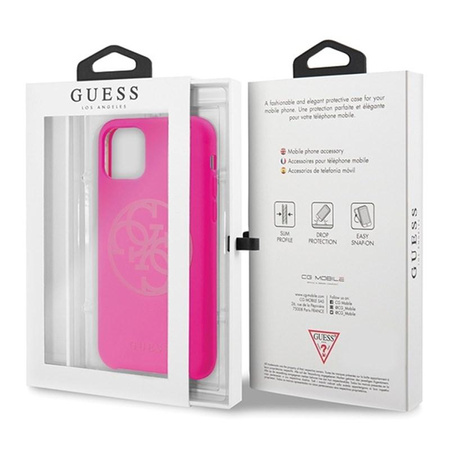 Guess Slilicon 4G Tone on Tone Logo - Etui iPhone 11 Pro Max (Fuchsia)