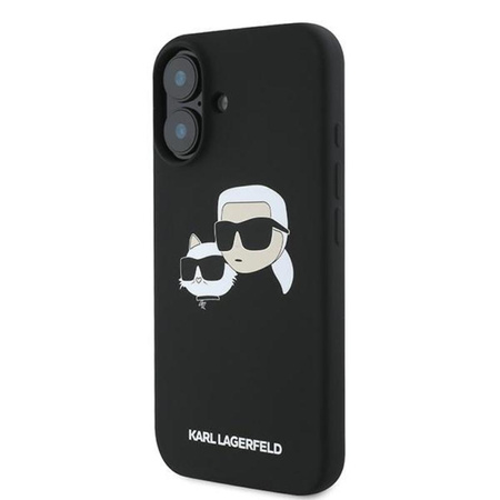 Karl Lagerfeld Silicone Double Heads Print MagSafe - Etui iPhone 16 Plus (czarny)