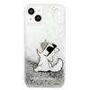 Karl Lagerfeld Liquid Glitter Choupette Fun - Etui iPhone 13 mini (srebrny)