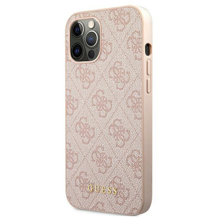 Guess 4G Metal Gold Logo – Etui iPhone 12 Pro Max (różowy)