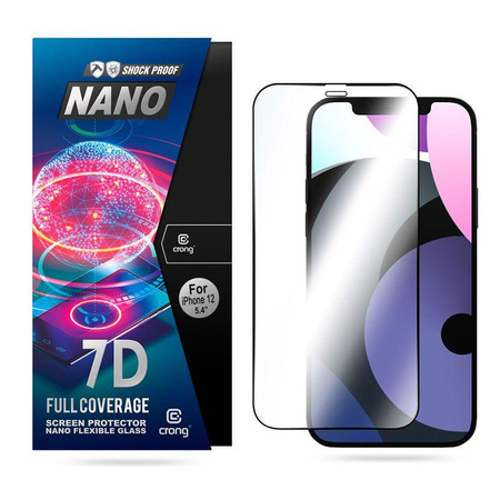 Crong 7D Nano Flexible Glass - Niepękające szkło hybrydowe 9H na cały ekran iPhone 12 Mini