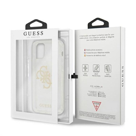 Guess Glitter 4G Big Logo - Etui iPhone 12 / iPhone 12 Pro (przezroczysty)