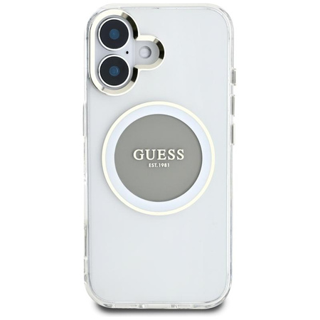 Guess IML Metal Colored Circle Classic Logo MagSafe - Etui do iPhone 16 (szary)