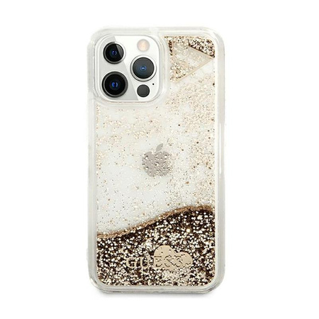 Guess Liquid Glitter Charms - Etui iPhone 13 Pro Max (złoty)