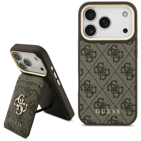 Guess Bundle Pack MagSafe 4G - Zestaw etui + portfel MagSafe do iPhone 17 Pro (brązowy)